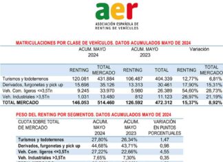 matriculaciones renting mayo