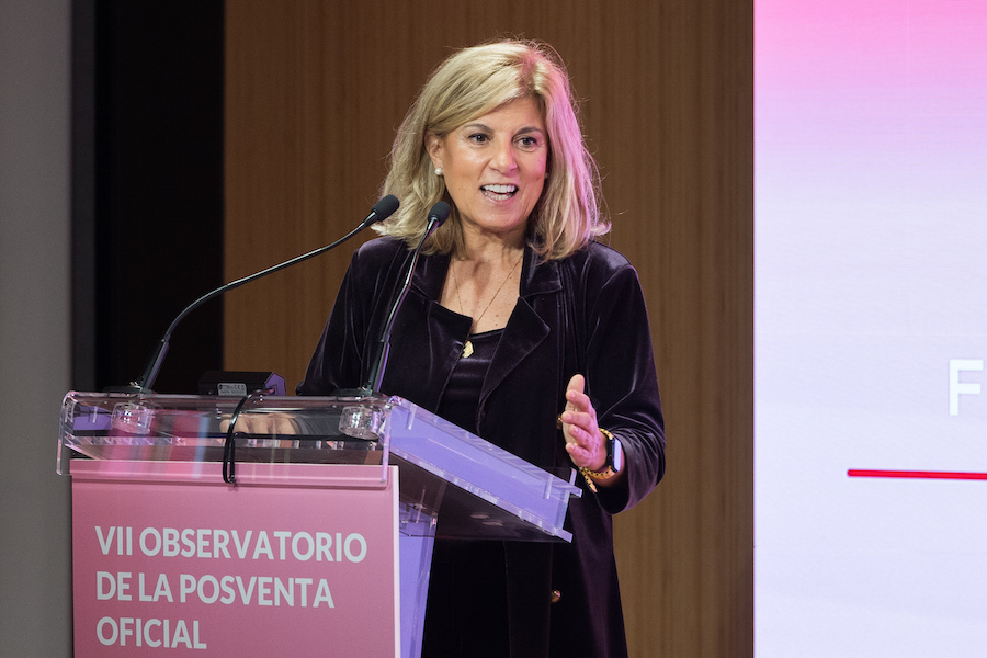 Marta Blázquez, presidenta de Faconauto, durante su intervención en el VII Observatorio de la Posventa Oficial.